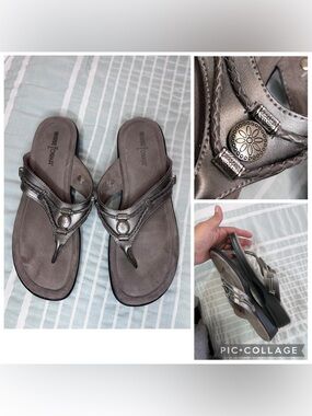 Minnetonka Metallic Bronze Braided Thong Sandals size 8